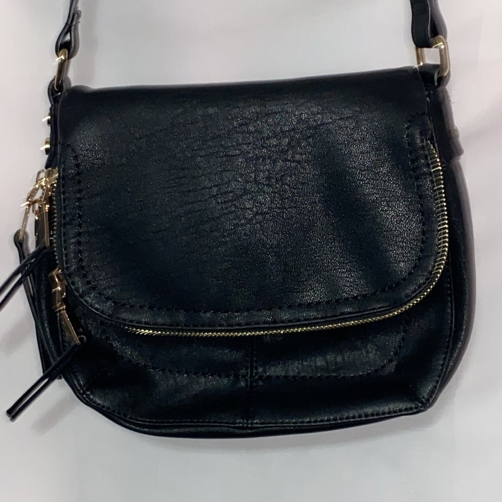 ANTIK KRAFT Elegant Black Crossbody Bag ZIP AROUND ADJ STRAP GOLD HARDWEAR CLEAN - Picture 9 of 16
